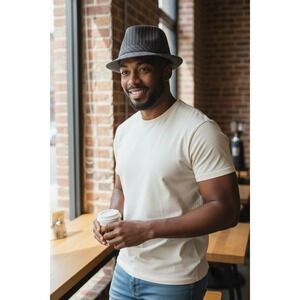 Men's Charcoal Pinstripe Fedora Hat Classic Style